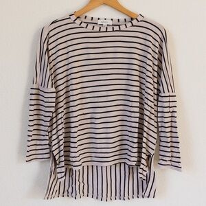 Hailey & Co. striped long sleeve thermal shirt, high low hem, size small.